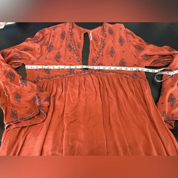 Free People Diamond Embroidered Tunic Top Cinnamon Size Large - Picture 9 of 12